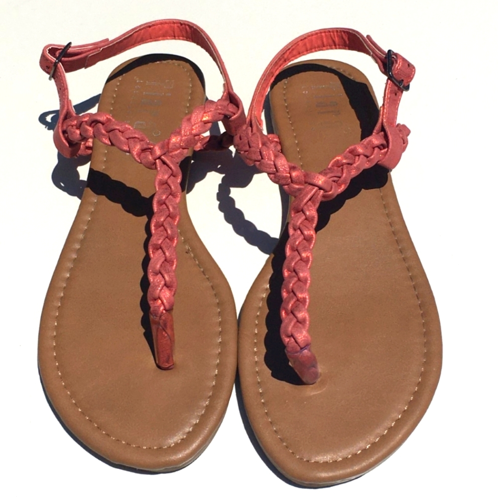 Braided Rope Goddess Rustic Sparkle Sandals Coral Tiara Los Angeles Size 9 Women